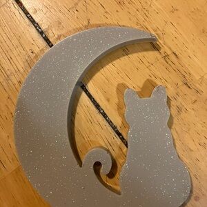 Handmade resin moon with cat